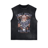 Eagle Motor Graphic Sleeveless Faded Tee-INNBLAC Fashion Apparel