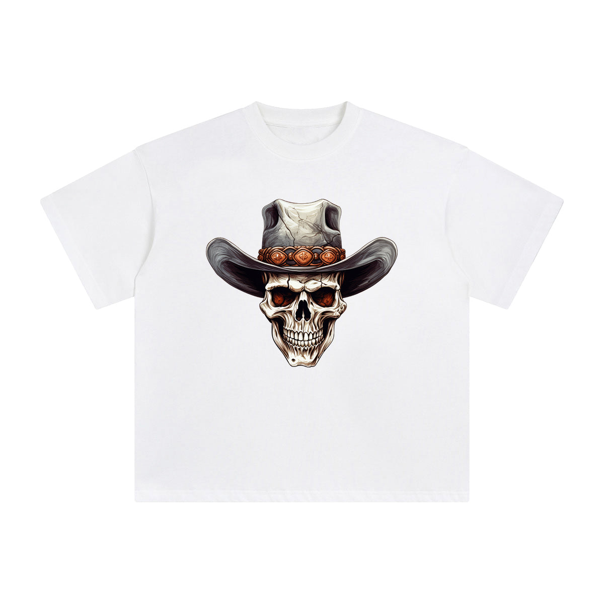 Skull With Cowboy Hat Graphic Tee-INNBLAC Fashion Apparel