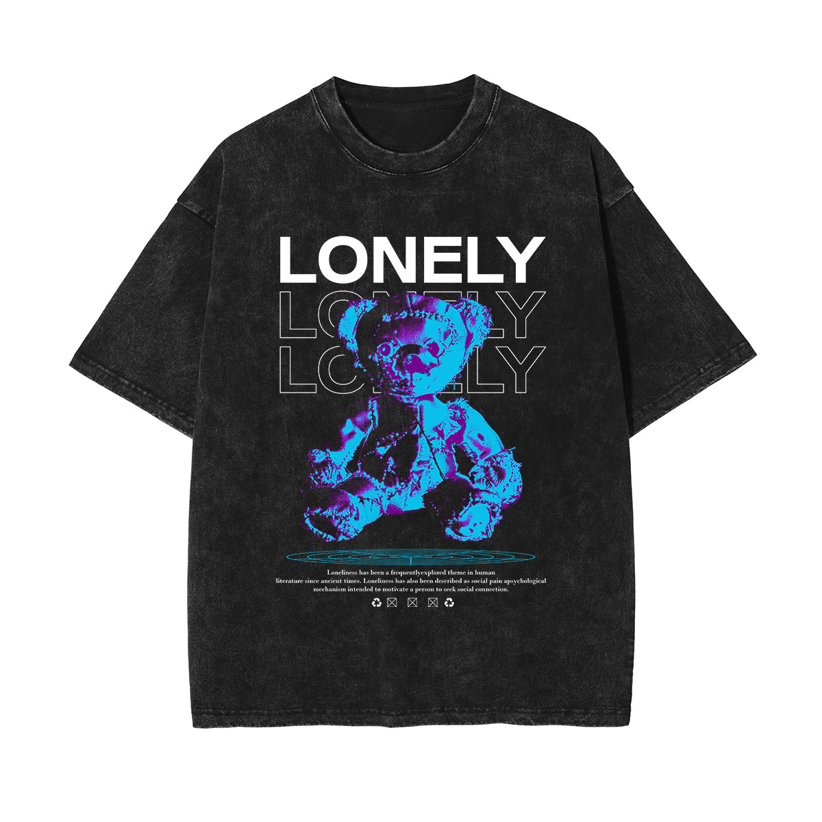 Lonely Streetwear Stone Wash Graphic Tee-INNBLAC Fashion Apparel