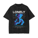 Lonely Streetwear Stone Wash Graphic Tee-INNBLAC Fashion Apparel