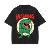 Christmas Dinosaur Stone Wash Graphic Tee-INNBLAC Fashion Apparel