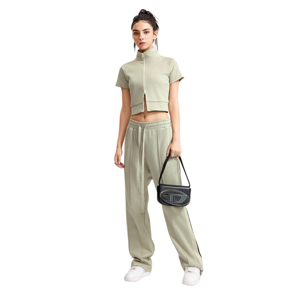 High Neck Zip Crop Top-INNBLAC Fashion Apparel