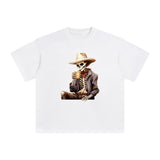 Cowboy Drinking Coffee Graphic Tee-INNBLAC Fashion Apparel