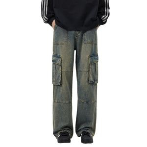 Wide Leg Cargo Denim Pants-INNBLAC Fashion Apparel