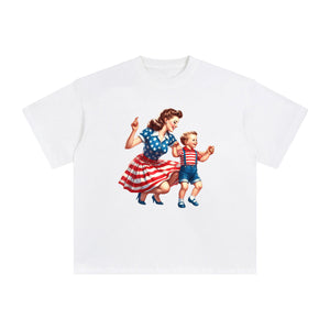 American Mom & Baby Boy Graphic Tee-INNBLAC Fashion Apparel