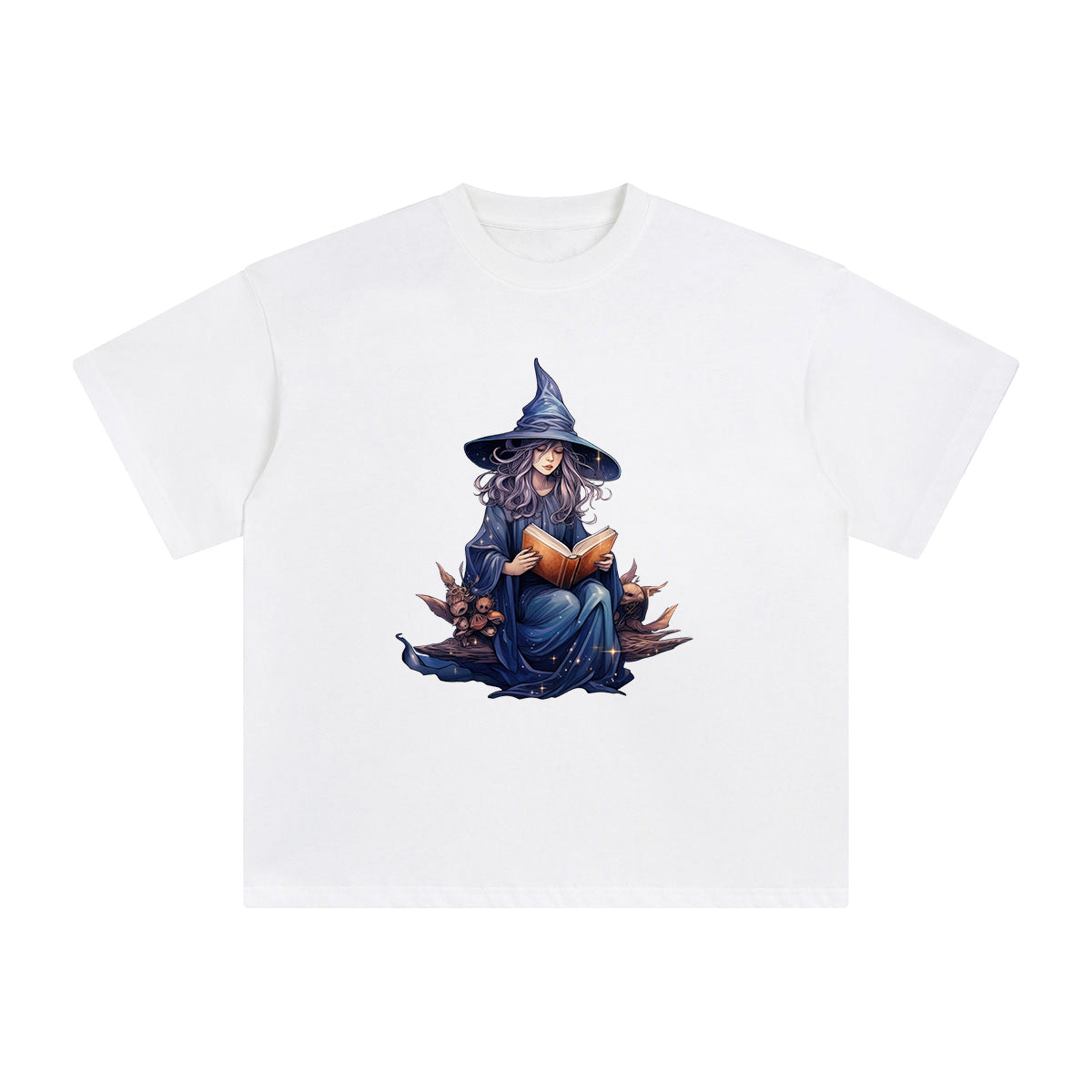 Witch Reading Book Graphic Tee-INNBLAC Fashion Apparel