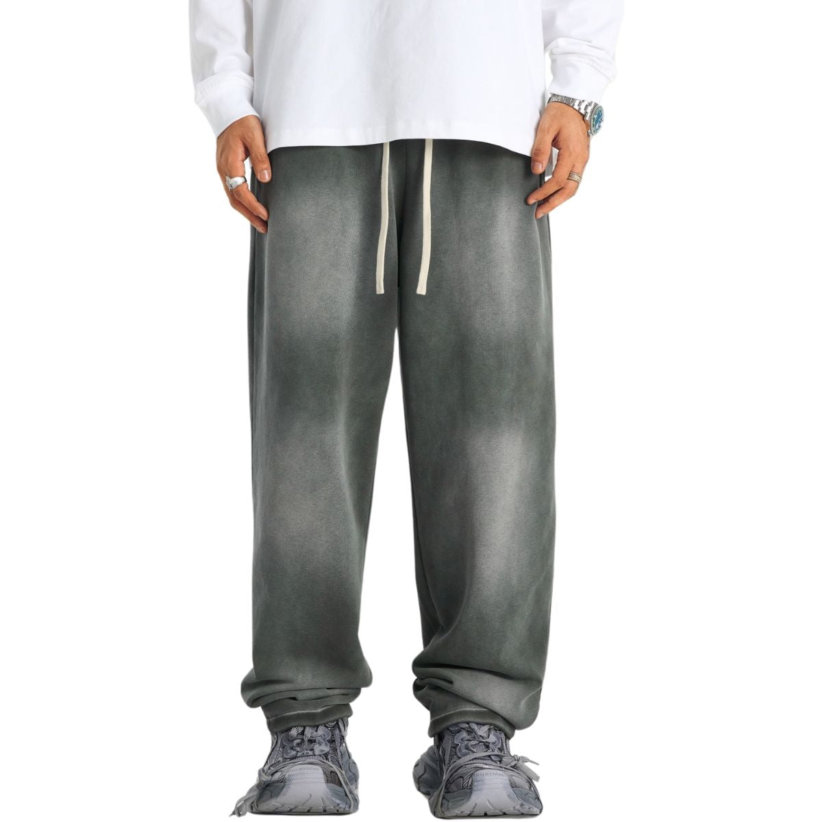 Acid Wash Straight Leg Joggers-INNBLAC Fashion Apparel