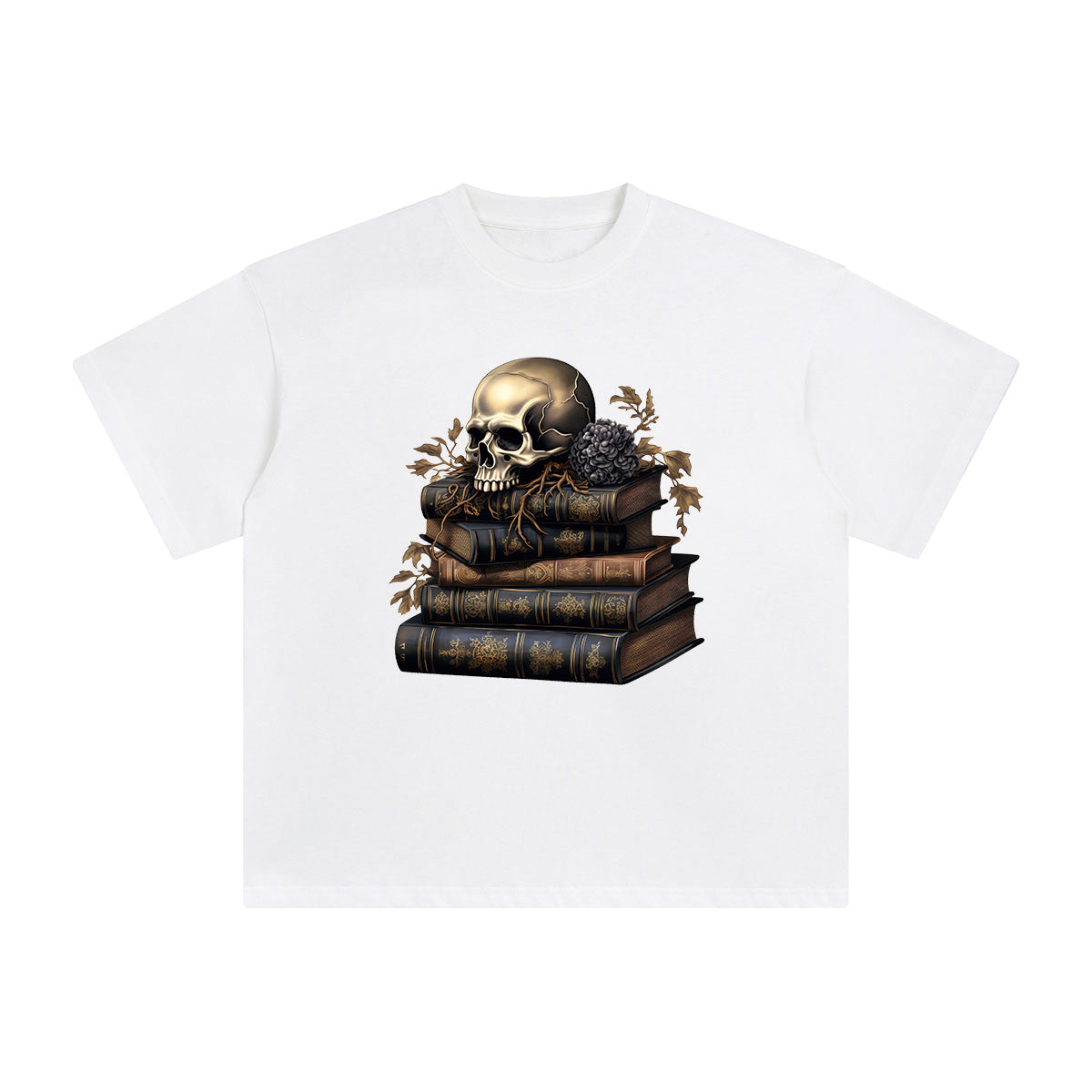 Books Skull Graphic Tee-INNBLAC Fashion Apparel