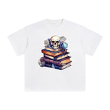 Skull & Books Graphic Tee-INNBLAC Fashion Apparel