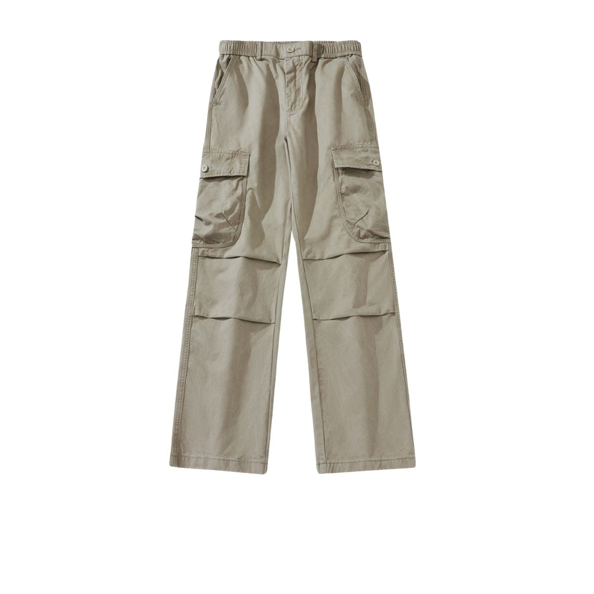 Khaki Straight Leg Cargo Pants-INNBLAC Fashion Apparel