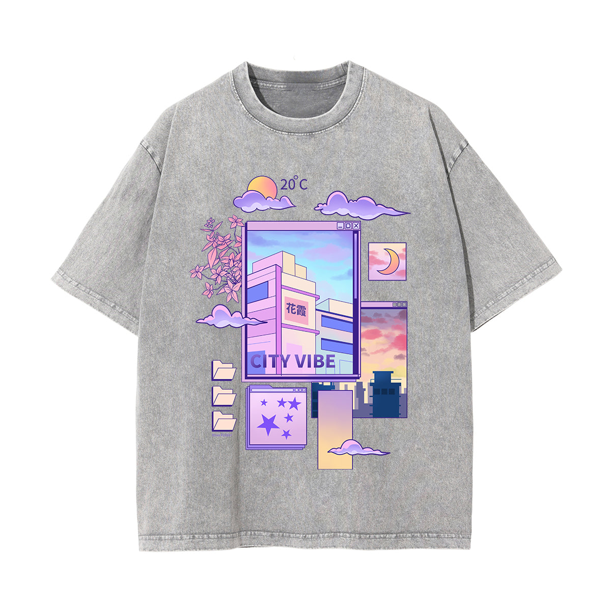 City Vibe Graphic Washed Tee-INNBLAC Fashion Apparel