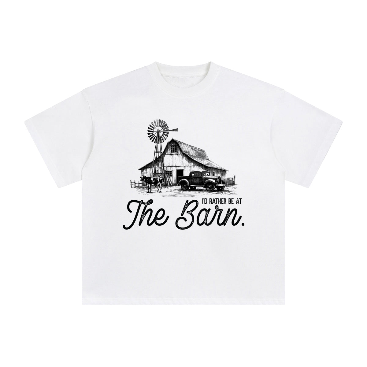 Barn Cow & Car Graphic Tee-INNBLAC Fashion Apparel