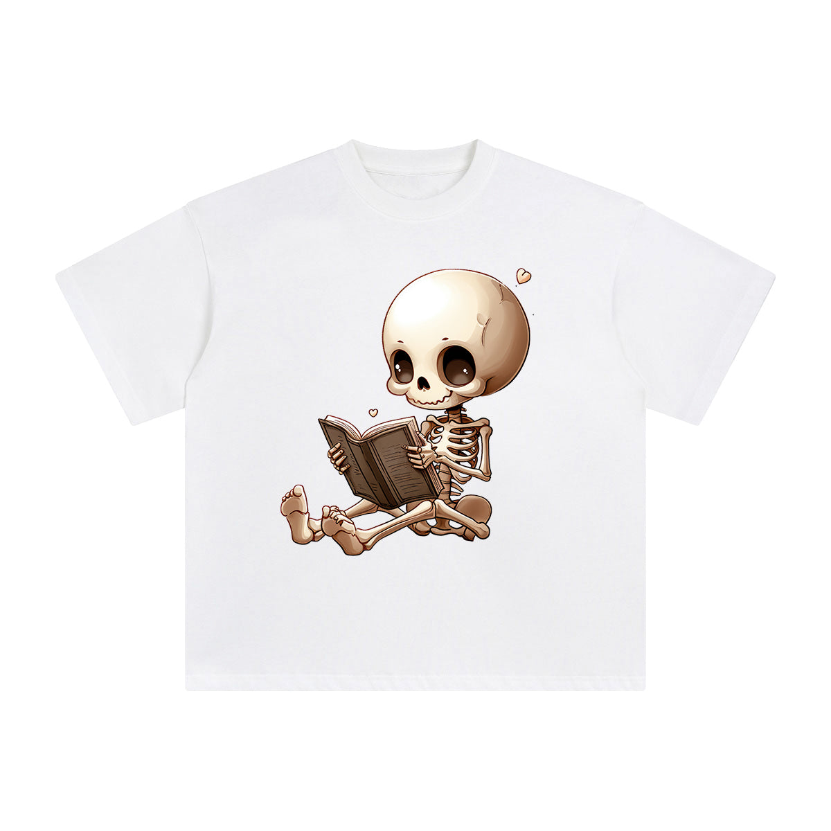 Cute Skeleton Reading Graphic Tee-INNBLAC Fashion Apparel