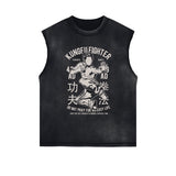 Kungfu Fighter Vintage Sleeveless Tee-INNBLAC Fashion Apparel