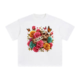 MAMA Flowers & Skull Graphic Tee-INNBLAC Fashion Apparel