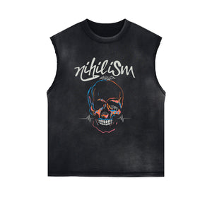 Neon Skull Sleeveless Graphic Tee-INNBLAC Fashion Apparel