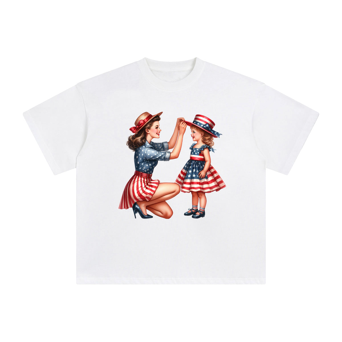 American Mom & Baby Girl Graphic Tee-INNBLAC Fashion Apparel