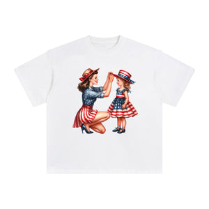 American Mom & Baby Girl Graphic Tee-INNBLAC Fashion Apparel