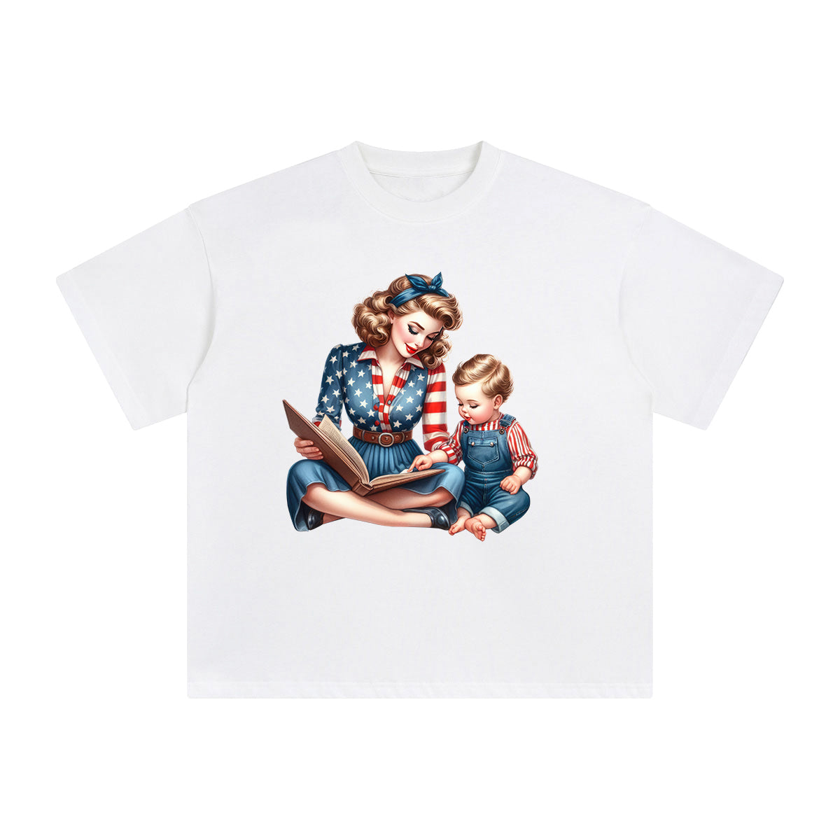 American Mom & Baby Boy Graphic Tee-INNBLAC Fashion Apparel