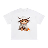 Halloween Highland Cow Graphic Tee-INNBLAC Fashion Apparel