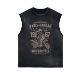 Paris Dakkar Rally Motorcycle Sleeveless Faded Tee-INNBLAC Fashion Apparel