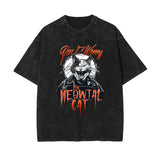 Heavy Meowtall Stone Wash Graphic Tee-INNBLAC Fashion Apparel