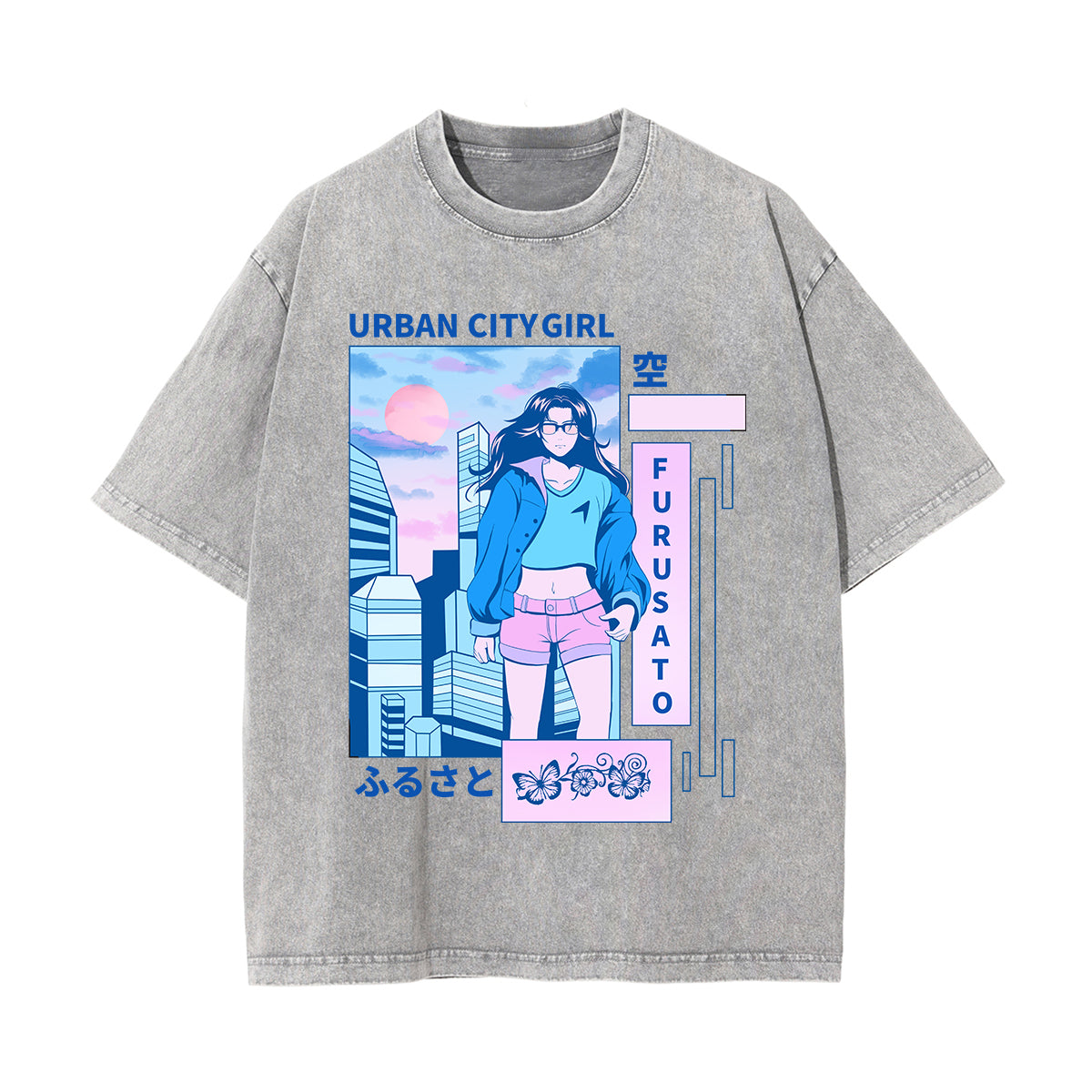 Urban City Girl Graphic Washed Tee-INNBLAC Fashion Apparel