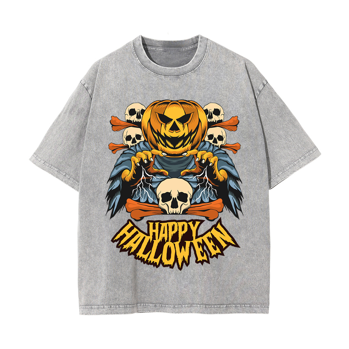 Happy Halloween Graphic Washed Tee-INNBLAC Fashion Apparel