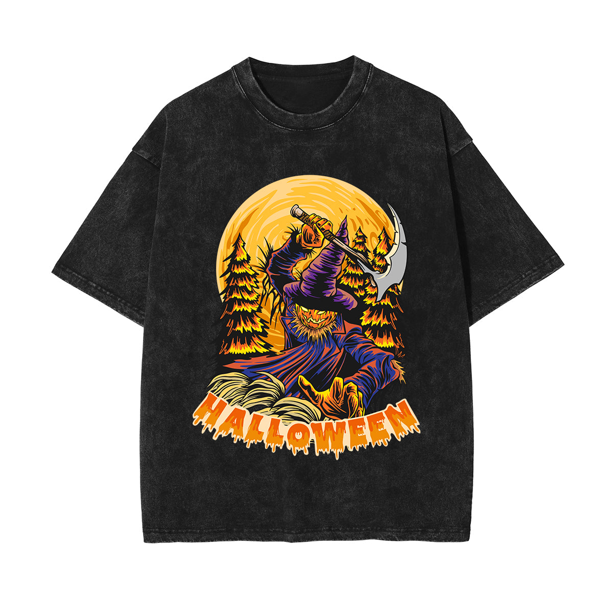 Halloween Pumpkin Witch Graphic Tee-INNBLAC Fashion Apparel