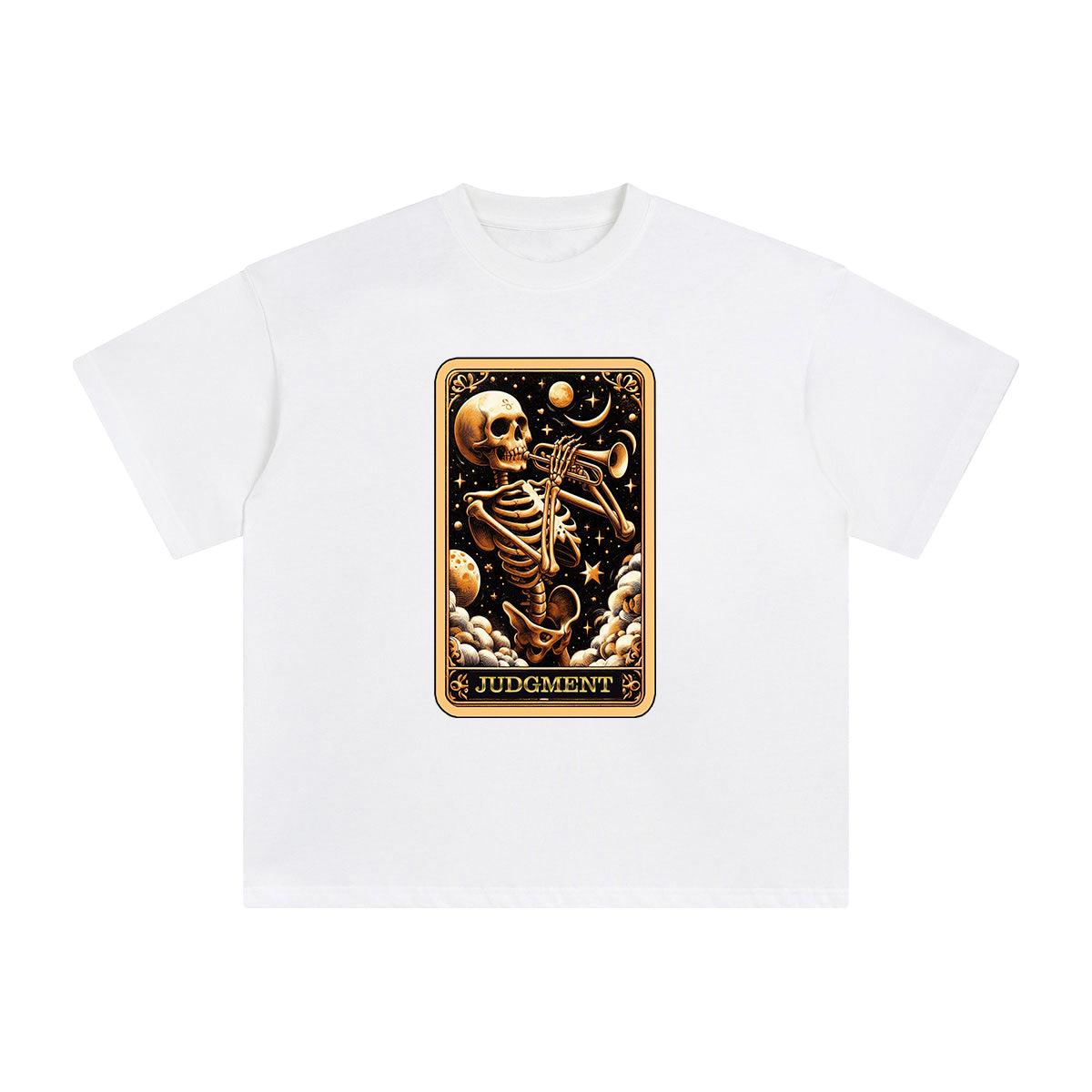 Skeleton Playing Trumpet Card Graphic Tee-INNBLAC Fashion Apparel