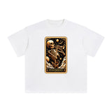 Skeleton Playing Trumpet Card Graphic Tee-INNBLAC Fashion Apparel