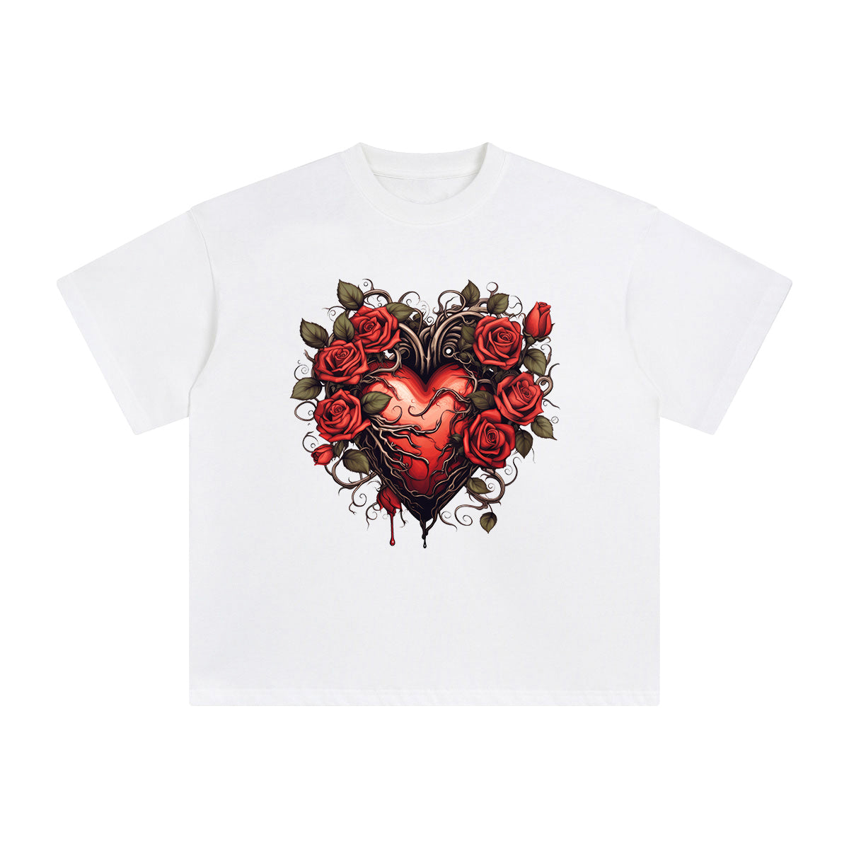 Heart With Rose Graphic Tee-INNBLAC Fashion Apparel