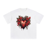 Heart With Rose Graphic Tee-INNBLAC Fashion Apparel