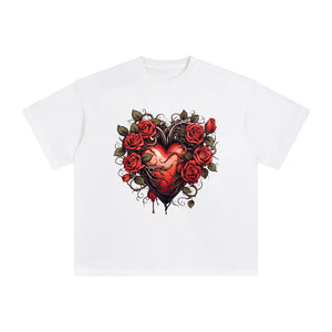 Heart With Rose Graphic Tee-INNBLAC Fashion Apparel