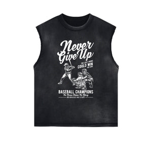 Never Give Up Sleeveless Graphic Tee-INNBLAC Fashion Apparel