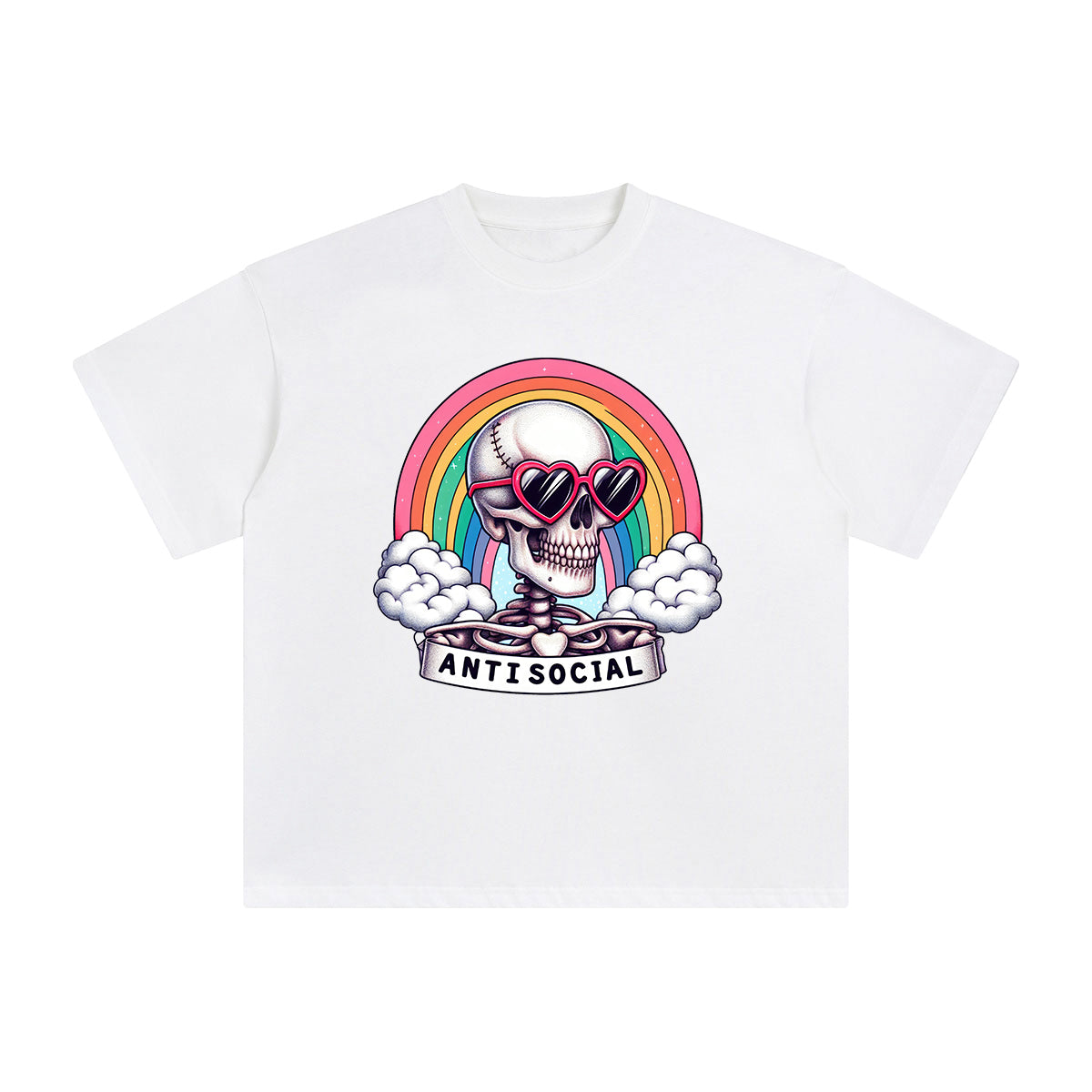 Antisocial Skull Graphic Tee-INNBLAC Fashion Apparel