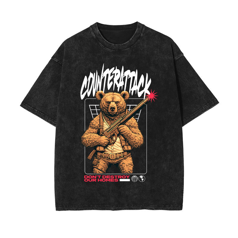 Counterattack Bear Urban Graphic Tee-INNBLAC Fashion Apparel