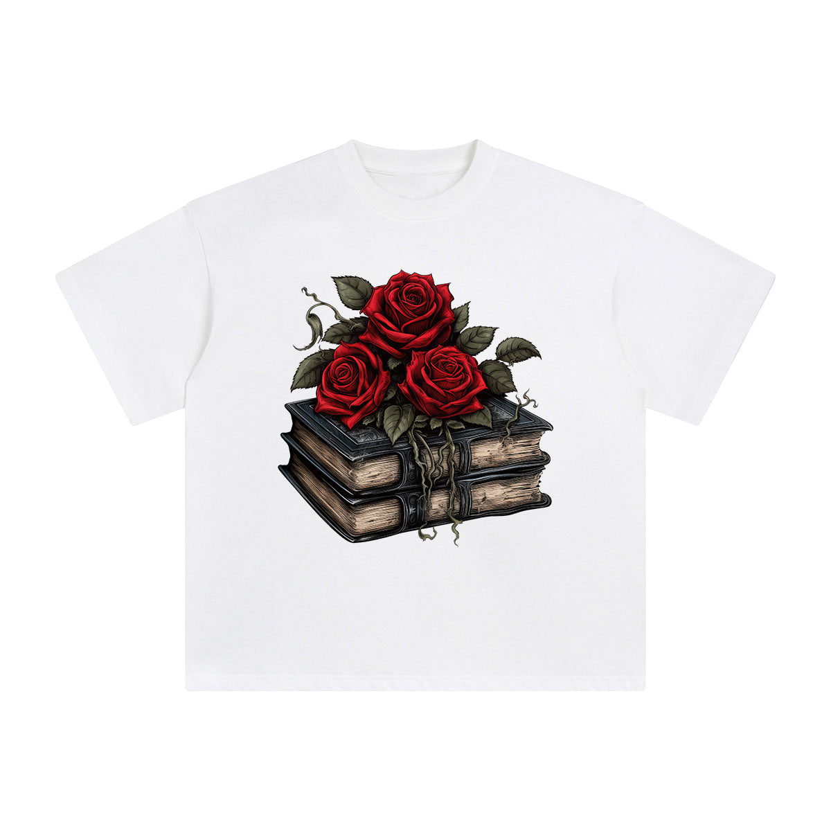 Books & Rose Graphic Tee-INNBLAC Fashion Apparel