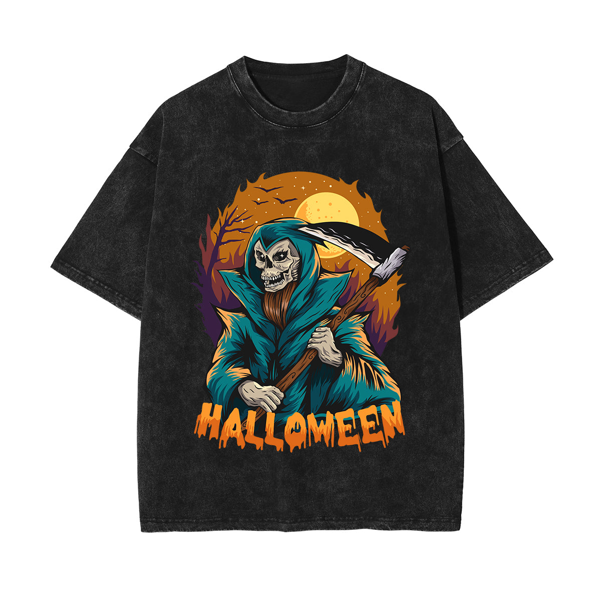 Halloween Graphic Washed Tee-INNBLAC Fashion Apparel