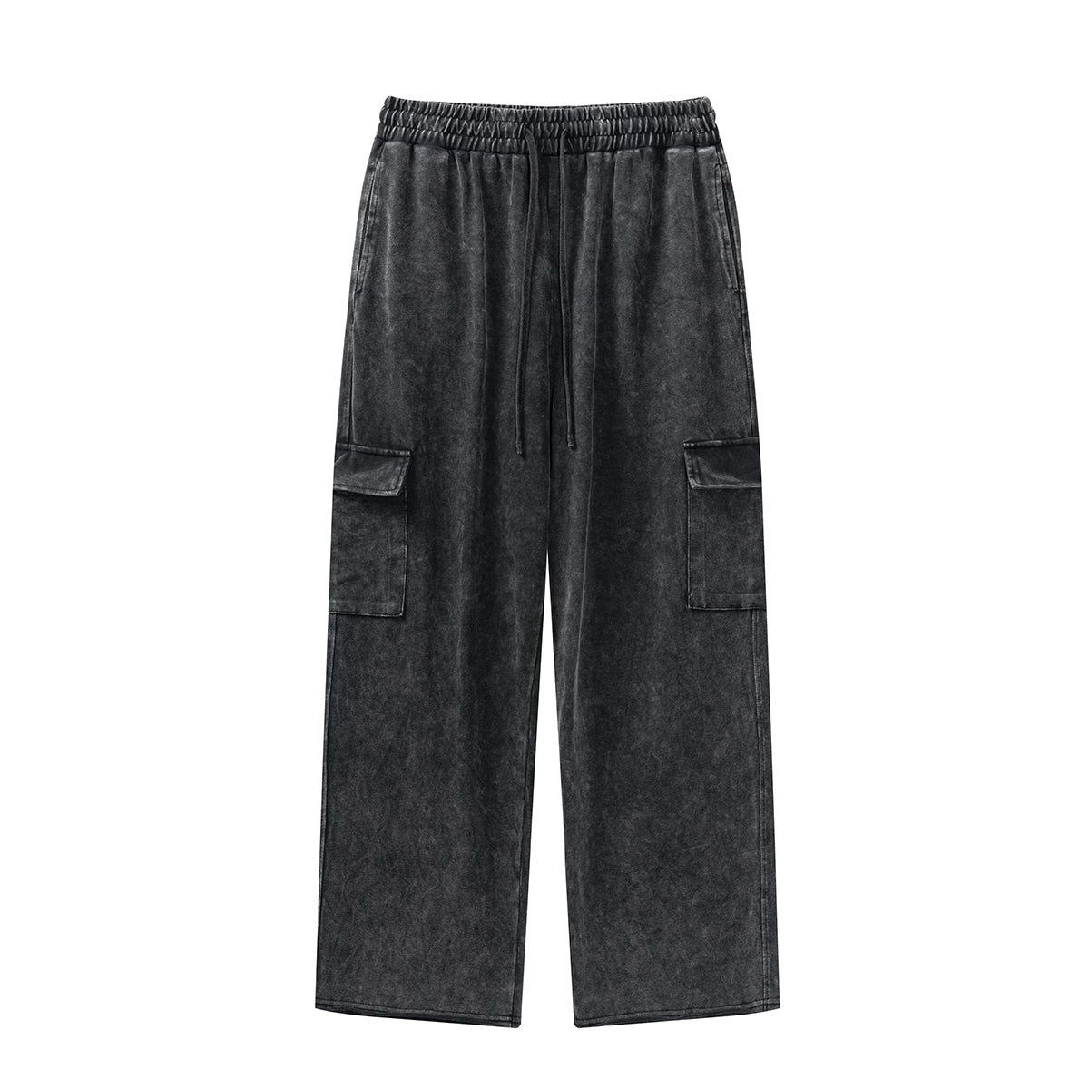 Solid Color Washed Cargo Sweatpants-INNBLAC Fashion Apparel