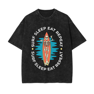 Surf Sleep Eat Repeat Graphic Tee-INNBLAC Fashion Apparel