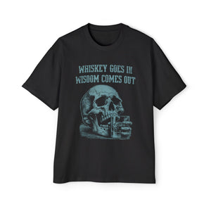 Skull Whiskey Goes In Wisdom Graphic Tee-INNBLAC Fashion Apparel