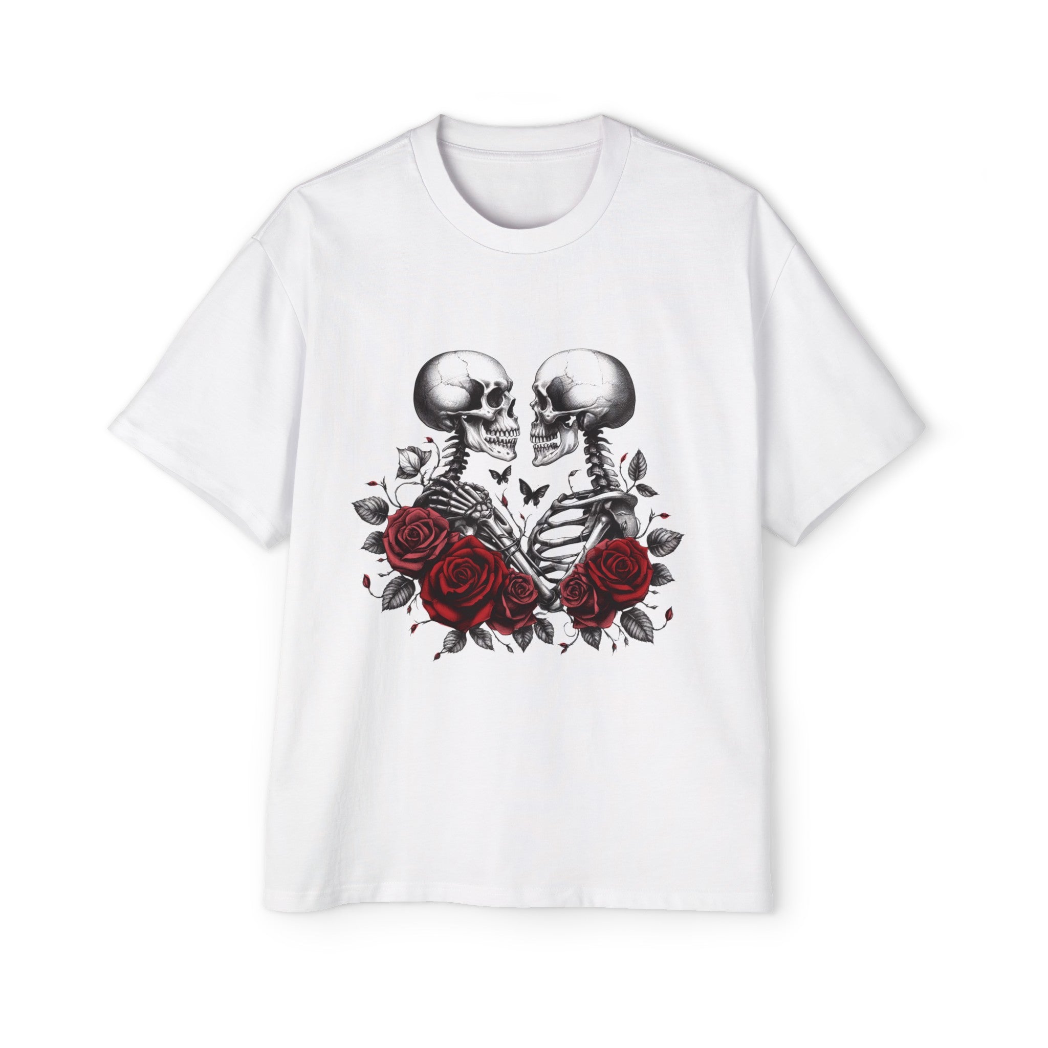 Skeletons Roses Love Valentine Graphic Tee-INNBLAC Fashion Apparel