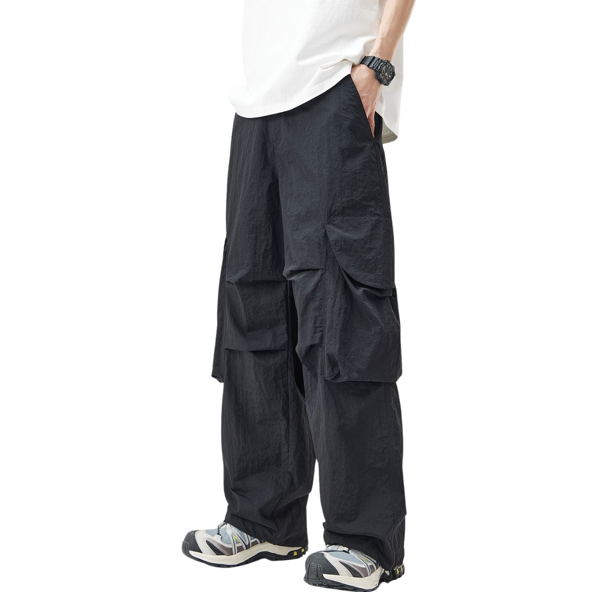 Men's Solid Color Parachute Pants-INNBLAC Fashion Apparel