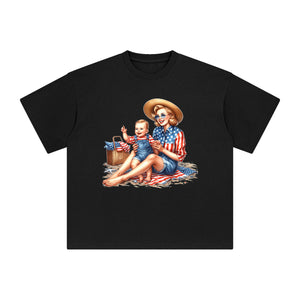 American Mom & Baby Boy Graphic Tee-INNBLAC Fashion Apparel