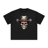 Skull With Cowboy Hat Graphic Tee-INNBLAC Fashion Apparel