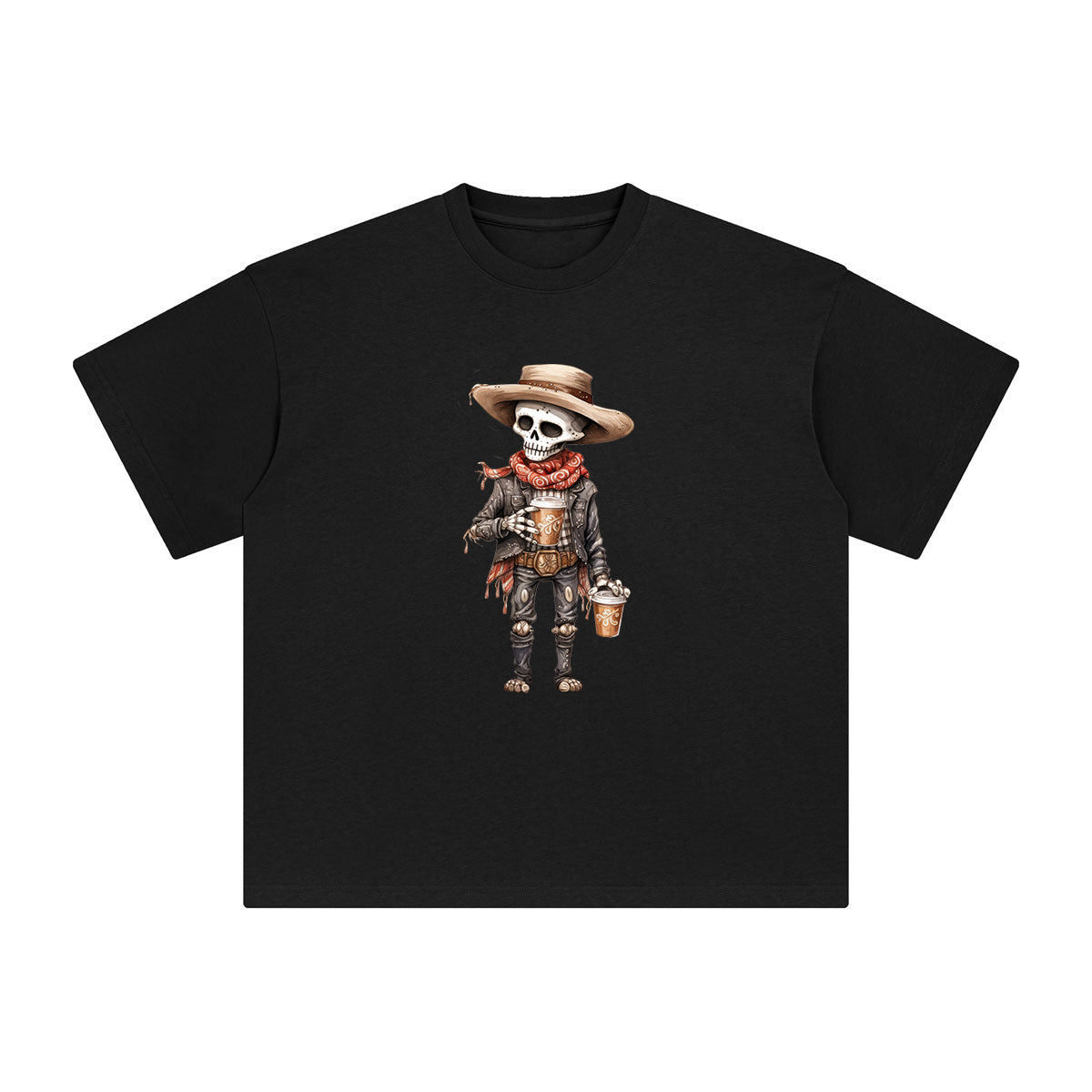 Cowboy Drinking Coffee Graphic Tee-INNBLAC Fashion Apparel