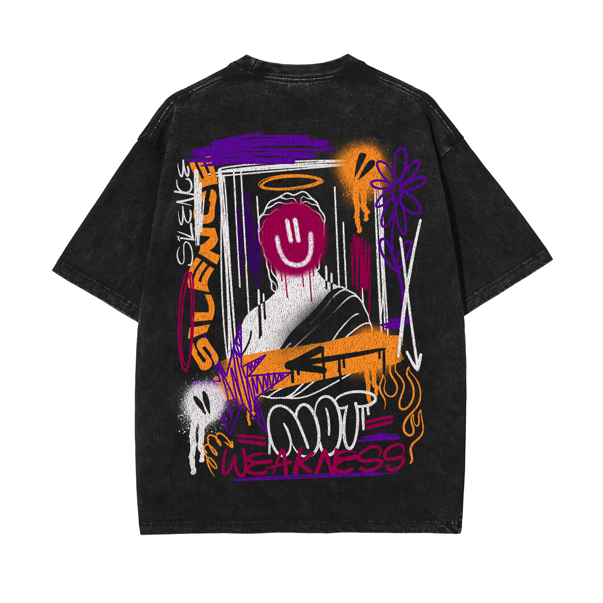 Graffiti Art Stone Wash Graphic Tee-INNBLAC Fashion Apparel