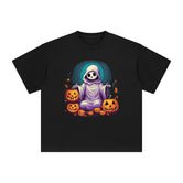 Halloween Ghost & Pumpkin Graphic Tee-INNBLAC Fashion Apparel