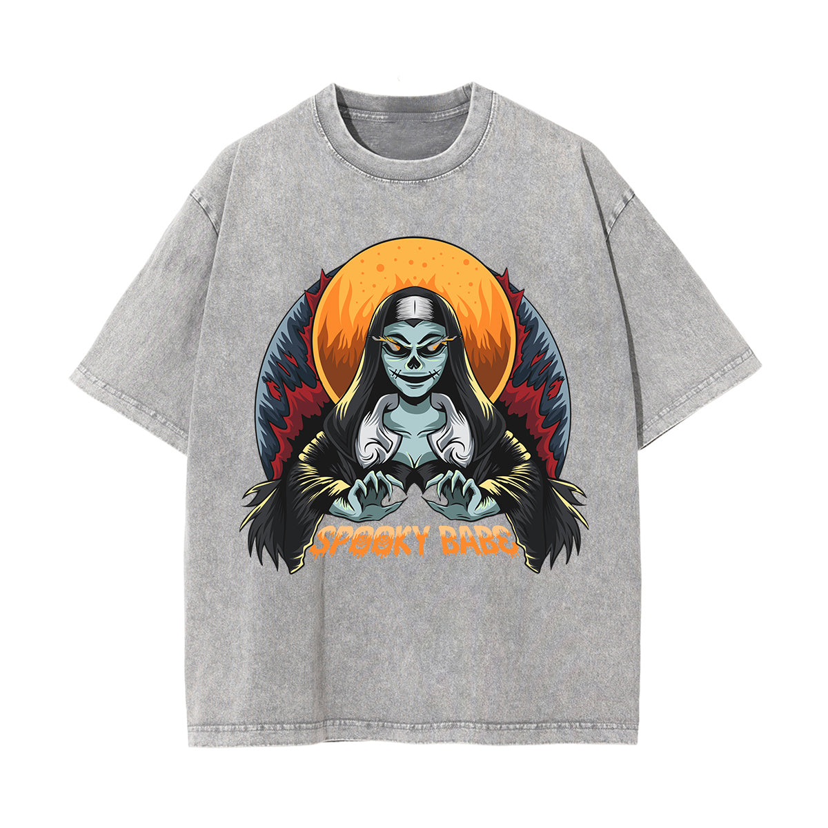 Spooky Babe Graphic Washed Tee-INNBLAC Fashion Apparel